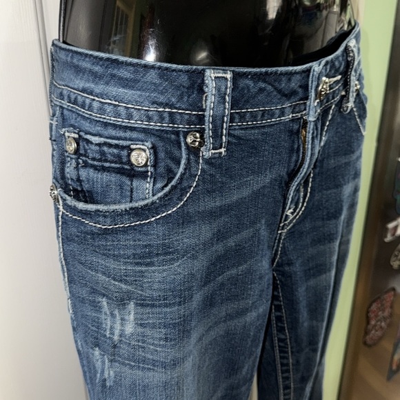 Miss Me Blue Vintage Y2K Denim Boot Cut Crop Low Rise Jeans JP536083v Size 30 - Picture 3 of 14